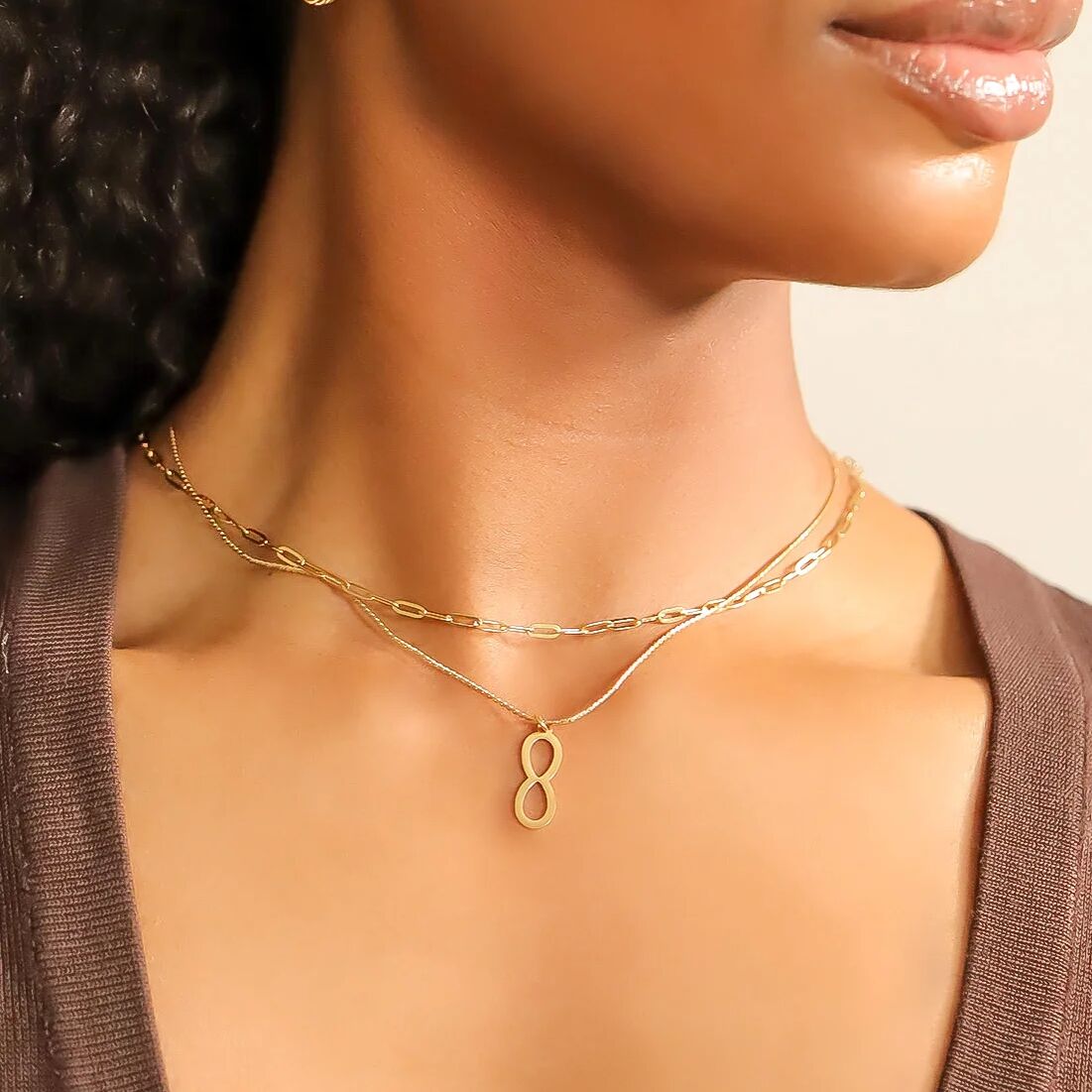 18K Gold PVD Stainless Steel Paperclip Chain Necklace / CHN9760