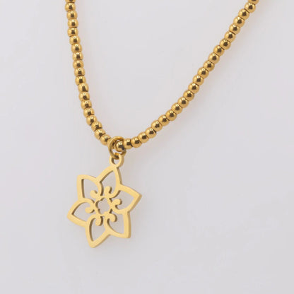 18K Gold PVD Stainless Steel Beaded Necklace / CHN0113