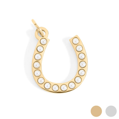 18K Gold PVD Stainless Steel Pearl Horseshoe Charm / PDL0251