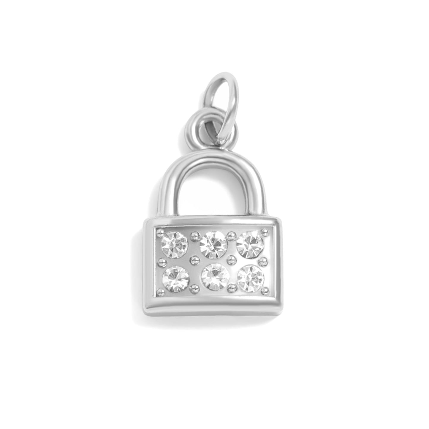 18K Gold PVD Stainless Steel Padlock with Stone Charm / PDL0275