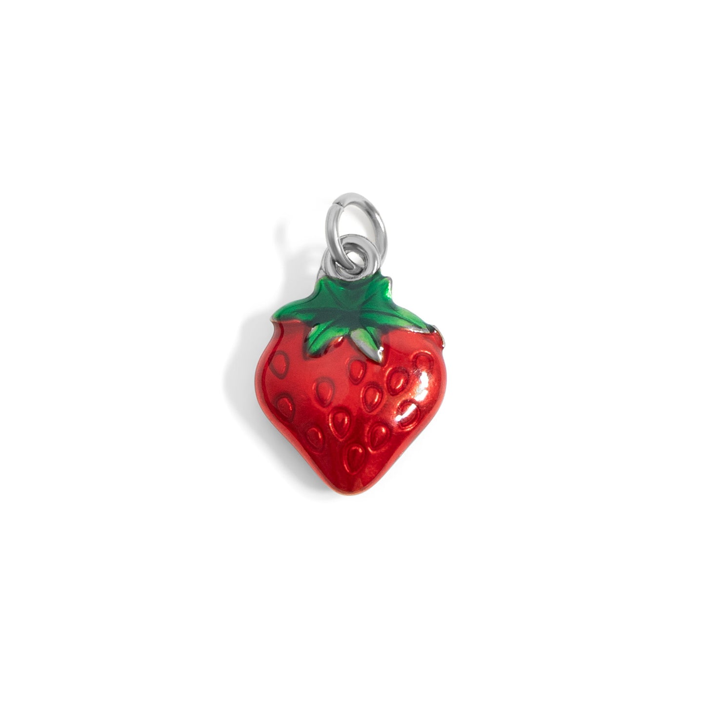 18K Gold PVD Stainless Steel Epoxy Strawberry Charm / PDL0280