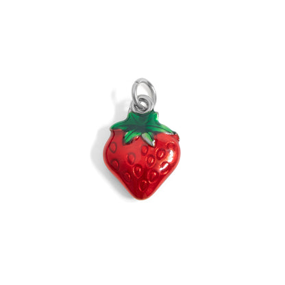 18K Gold PVD Stainless Steel Epoxy Strawberry Charm / PDL0280