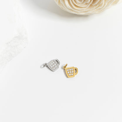 18K Gold PVD Stainless Steel Coffee Cup Charm / PDL0284