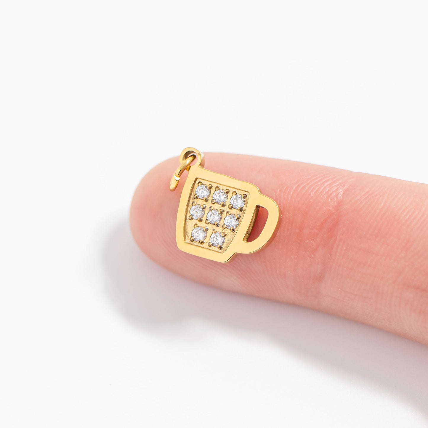 18K Gold PVD Stainless Steel Coffee Cup Charm / PDL0284