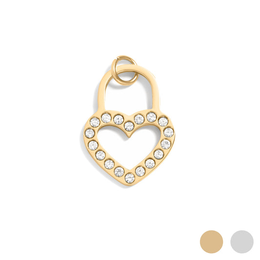 18K Gold PVD Stainless Steel Stone Heart Padlock / PDL0285