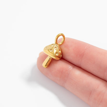 18K Gold PVD Stainless Steel Mushroom Charm / PDL0337