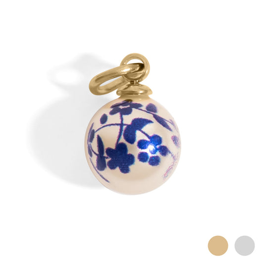 18K Gold PVD Stainless Steel Floral Printed Pearl / PDL0293
