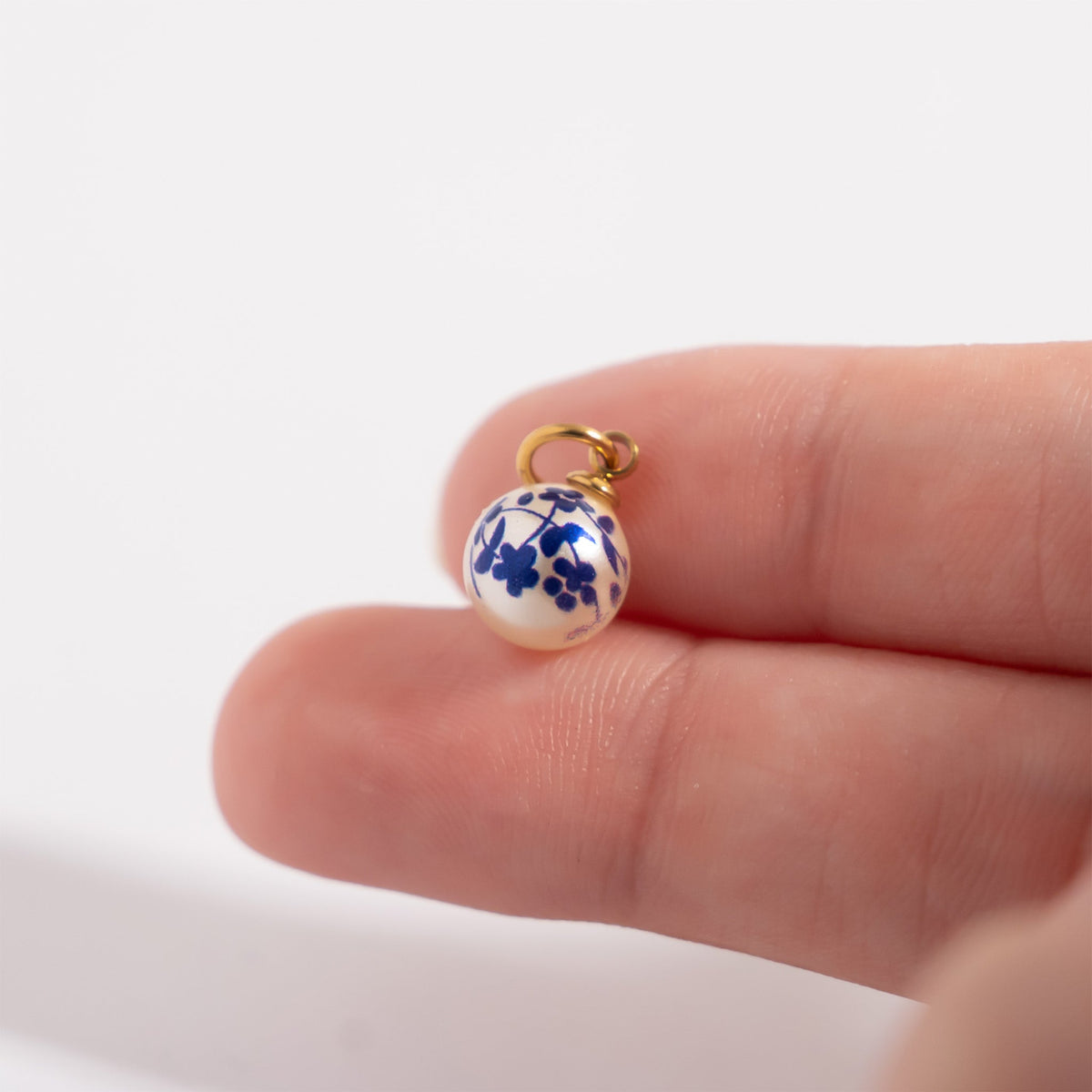 18K Gold PVD Stainless Steel Floral Printed Pearl / PDL0293