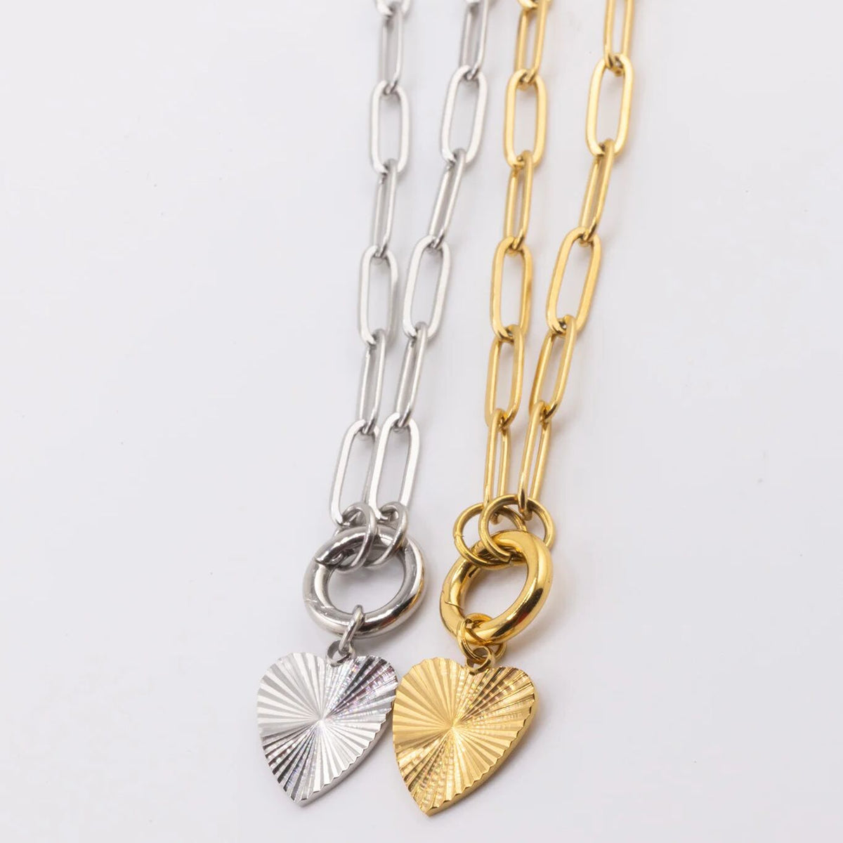 18K Gold PVD Stainless Steel Sunburst Heart Charm / PDL0294
