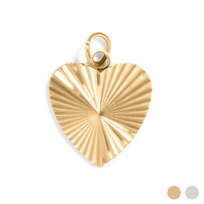 18K Gold PVD Stainless Steel Sunburst Heart Charm / PDL0294
