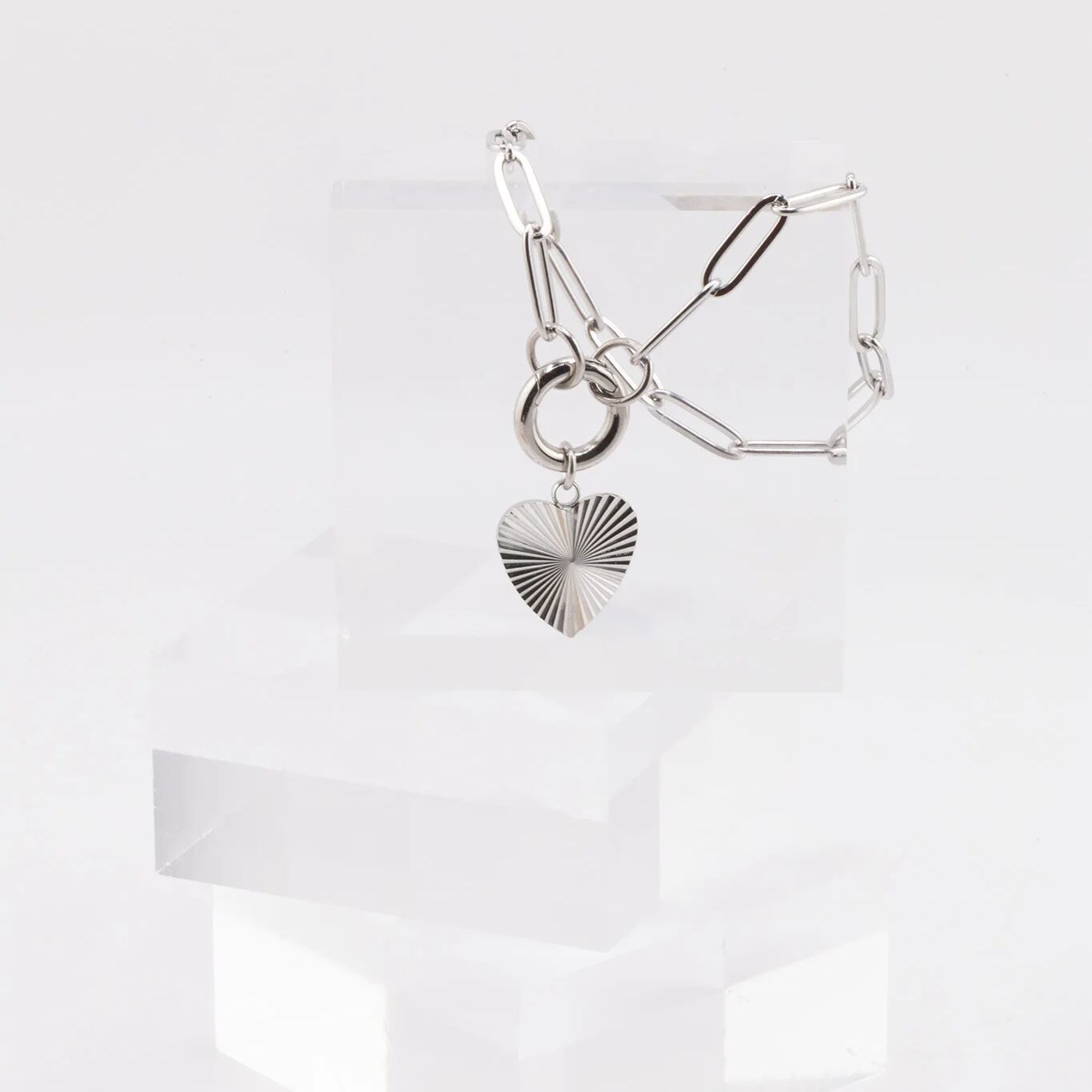 18K Gold PVD Stainless Steel Sunburst Heart Charm / PDL0294
