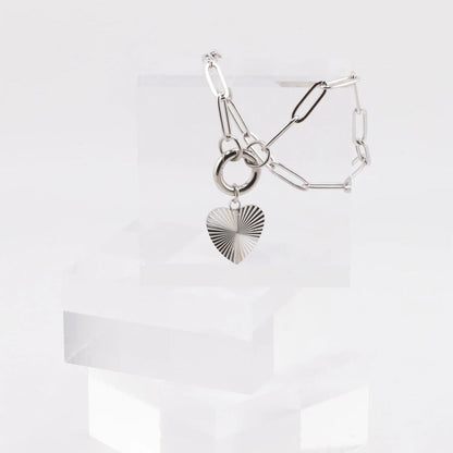 18K Gold PVD Stainless Steel Sunburst Heart Charm / PDL0294