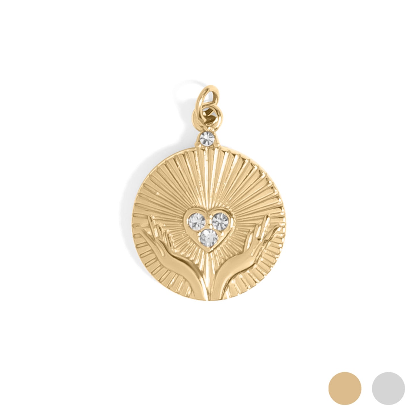 18K Gold PVD Stainless Steel Open Hands Pendant / PDL0296