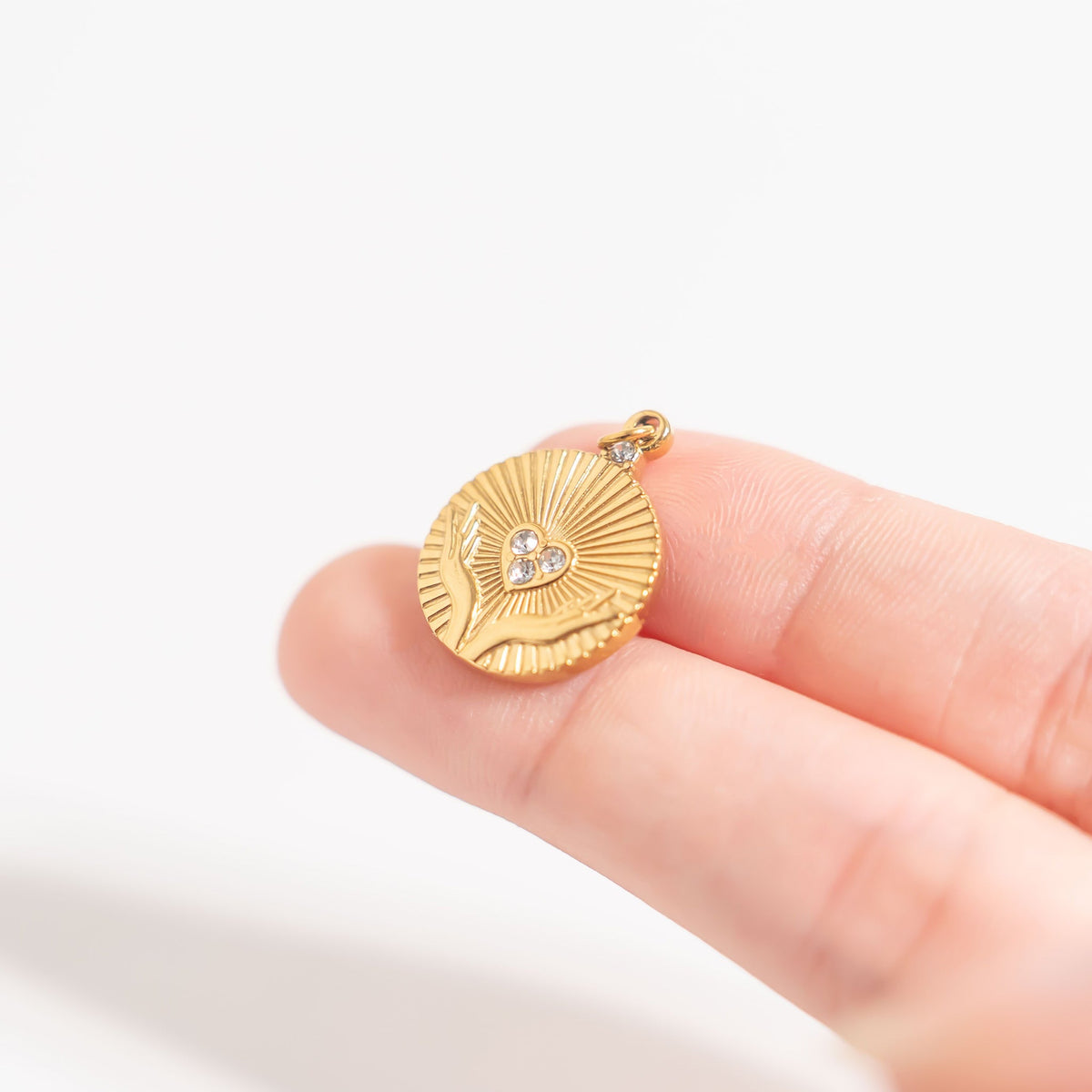 18K Gold PVD Stainless Steel Open Hands Pendant / PDL0296