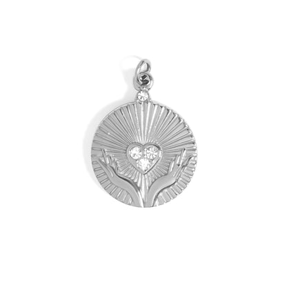 18K Gold PVD Stainless Steel Open Hands Pendant / PDL0296