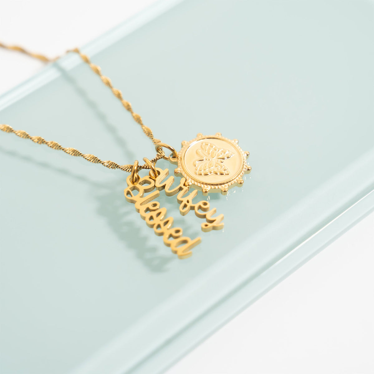 18K Gold PVD Stainless Steel Butterfly Pendant / PDL0297