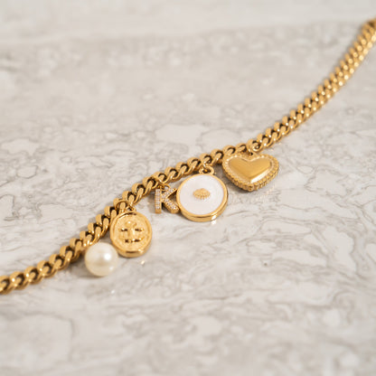 18K Gold PVD Stainless Steel Diamond Cut Curb Chain Necklace / CHN9710