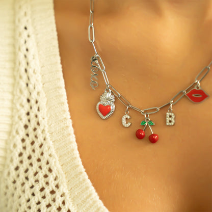 18K Gold PVD Stainless Steel Red Heart Charm / PDL0299