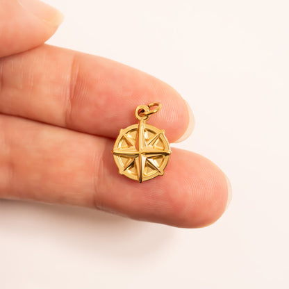 18K Gold PVD Stainless Steel Compass Charm / PDL0300