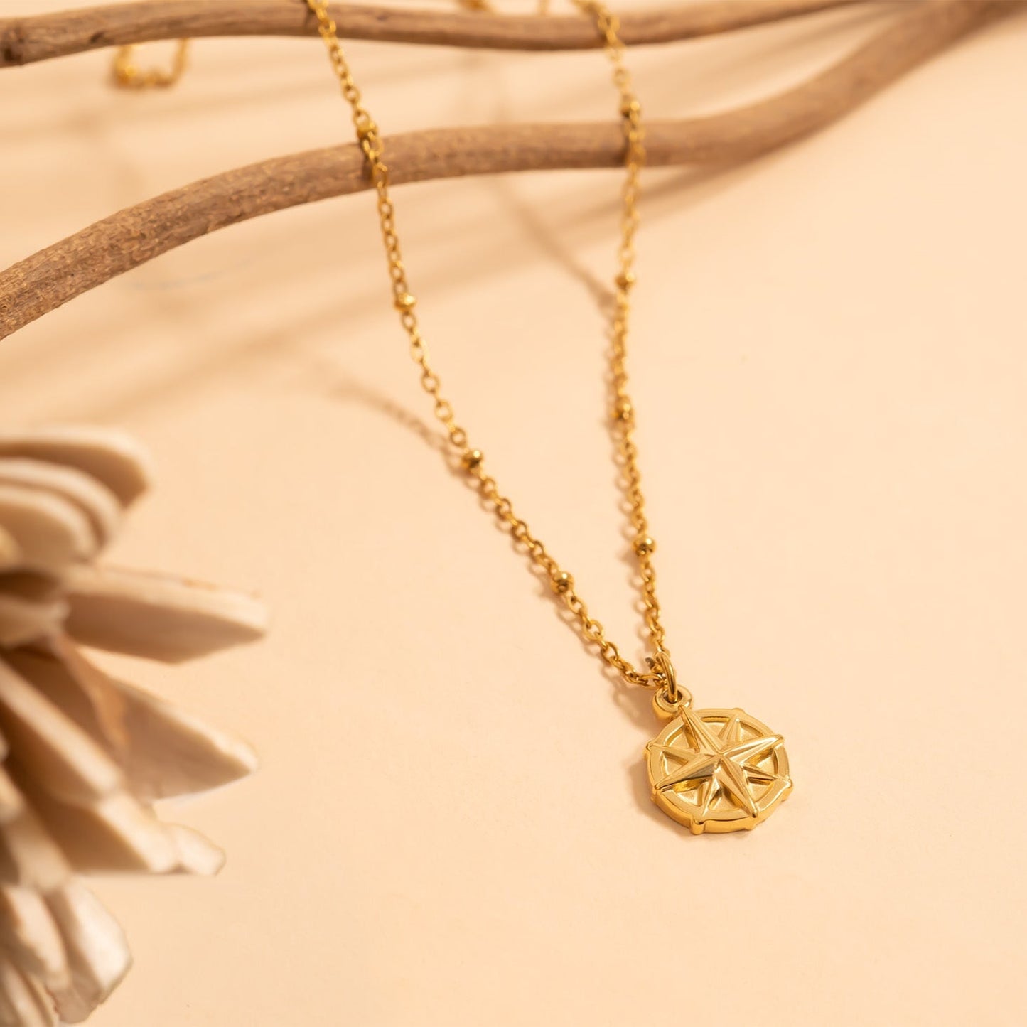 18K Gold PVD Stainless Steel Compass Charm / PDL0300