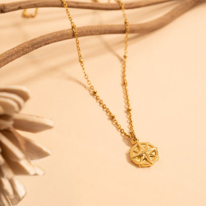 18K Gold PVD Stainless Steel Compass Charm / PDL0300