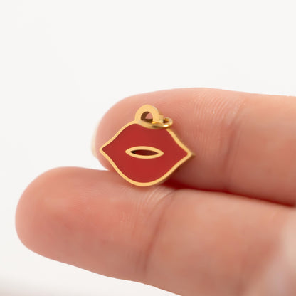18K Gold PVD Stainless Steel Lips Charm / PDL0303