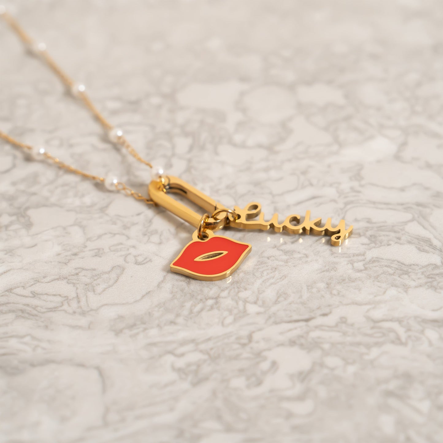 18K Gold PVD Stainless Steel Lips Charm / PDL0303