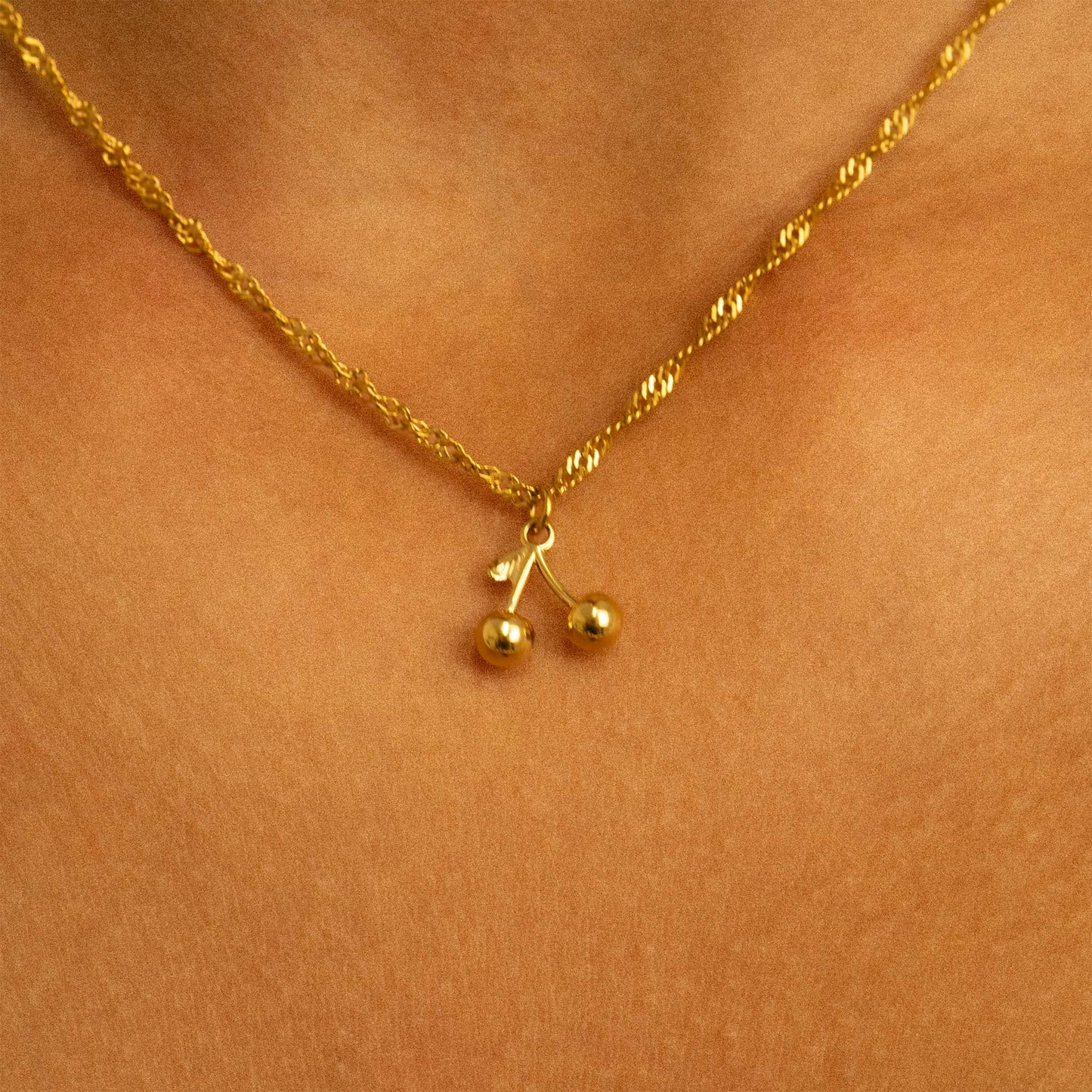 18K Gold PVD Stainless Steel Cherry Charm / PDL0304