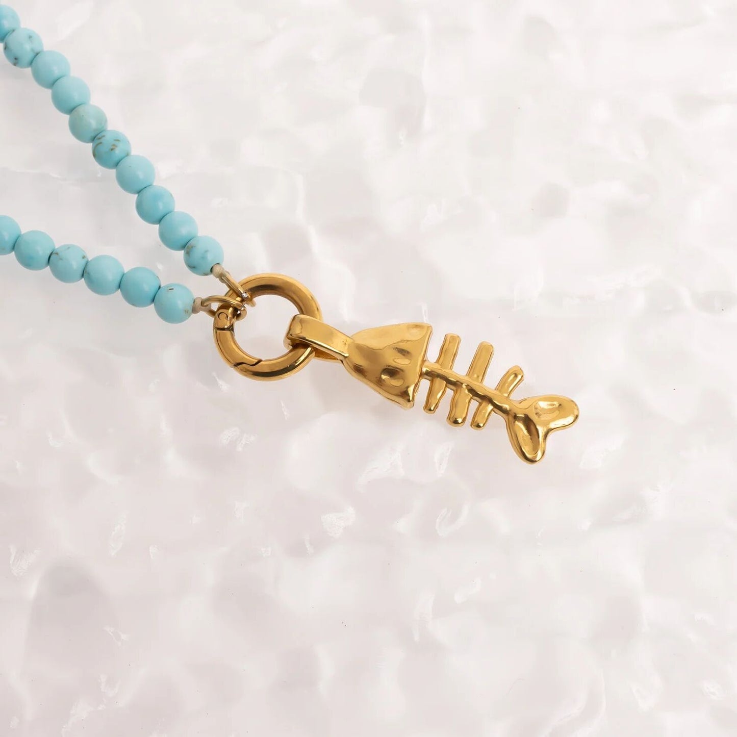 18K Gold PVD Stainless Steel Fish Bone Charm / PDL0353