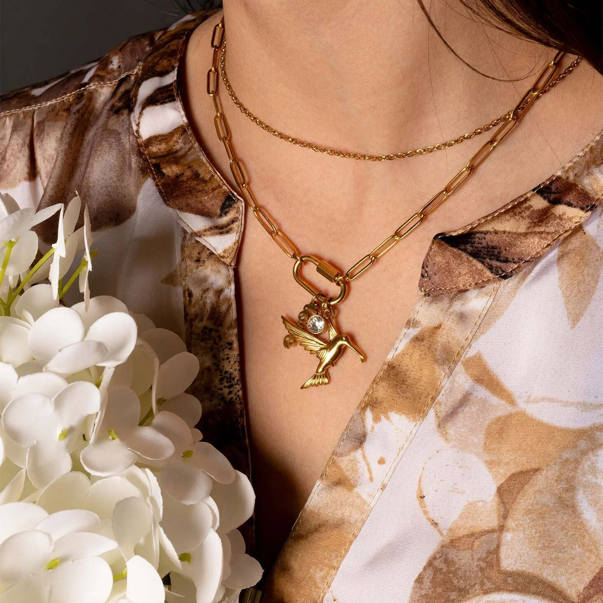 18K Gold PVD Stainless Steel Humming Bird Charm / PDL0354