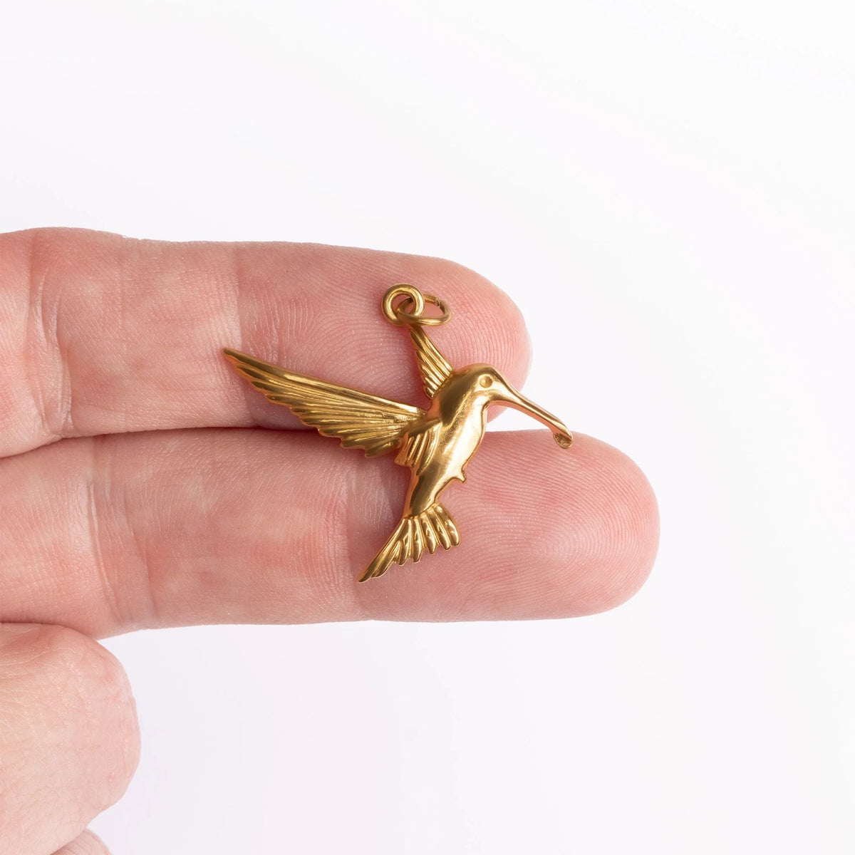 18K Gold PVD Stainless Steel Humming Bird Charm / PDL0354