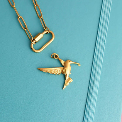 18K Gold PVD Stainless Steel Humming Bird Charm / PDL0354