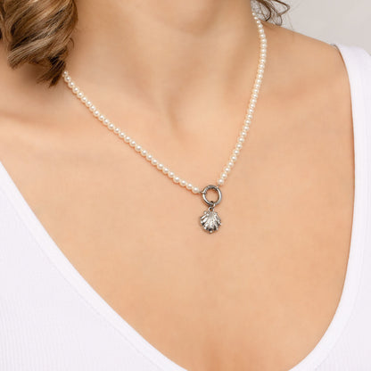 18K Gold PVD Stainless Steel Shell with Stones Charm / PDL0355