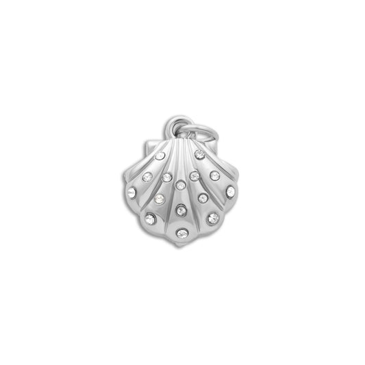 18K Gold PVD Stainless Steel Shell with Stones Charm / PDL0355