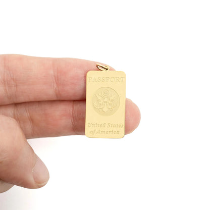 18K Gold PVD Stainless Steel Passport Charm / PDL0360