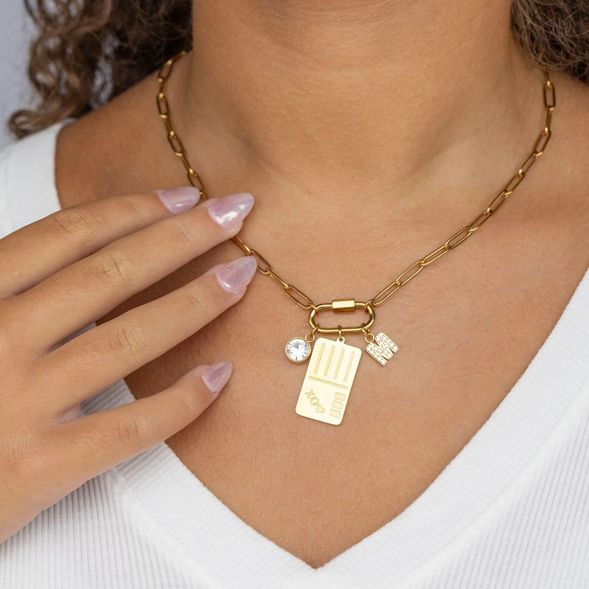 18K Gold PVD Stainless Steel Postcard Charm / PDL0361
