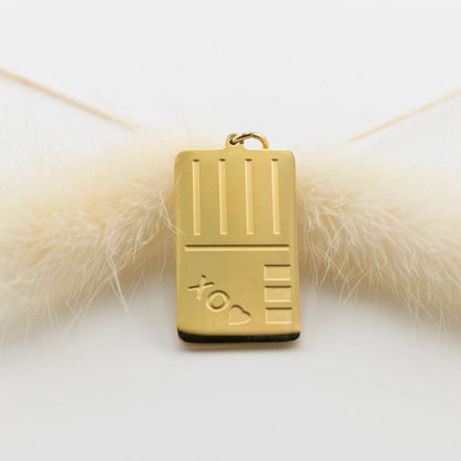 18K Gold PVD Stainless Steel Postcard Charm / PDL0361
