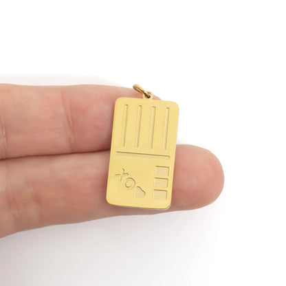 18K Gold PVD Stainless Steel Postcard Charm / PDL0361