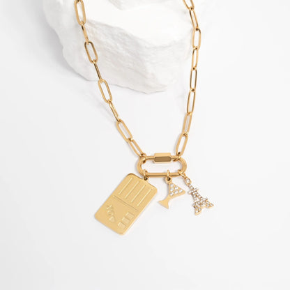 18K Gold PVD Stainless Steel Postcard Charm / PDL0361