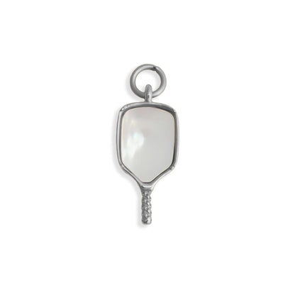 18K Gold PVD Stainless Steel Mother Of Pearl Pickleball Charm / PDL0368