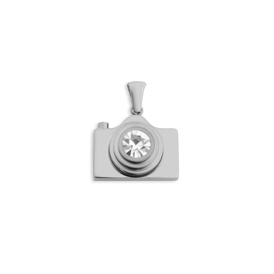 18K Gold PVD Stainless Steel Camera Charm CZ Stone Lens / PDL0371