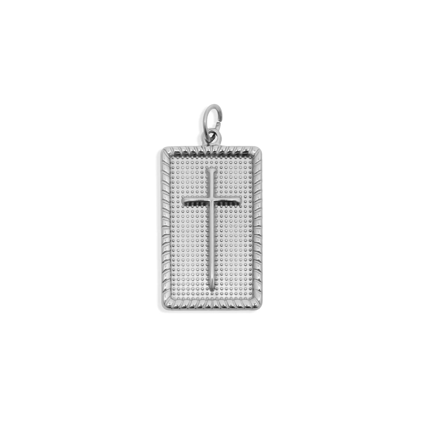 18K Gold PVD Stainless Steel Square Pendant with Cross / PDL0375