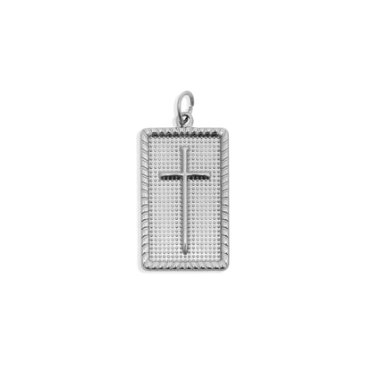 18K Gold PVD Stainless Steel Square Pendant with Cross / PDL0375