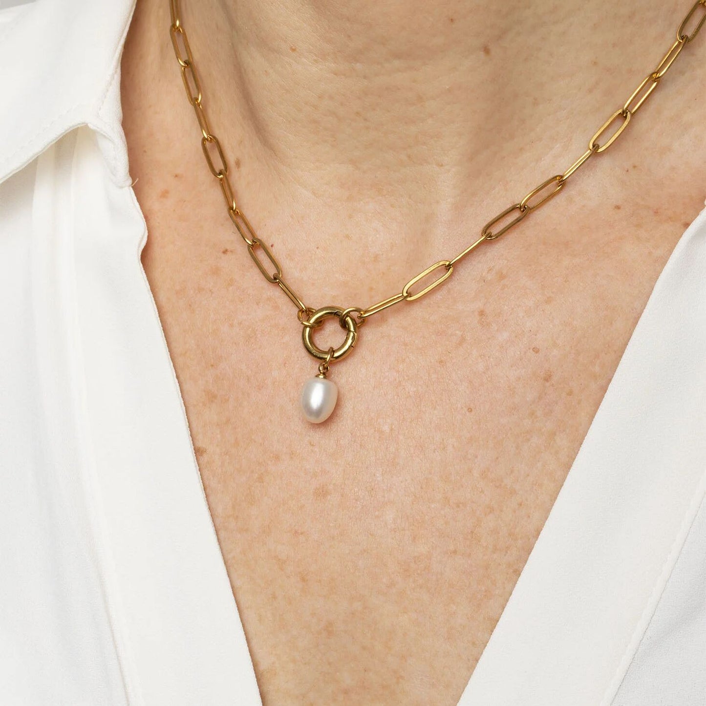 18K Gold PVD Natural Pearl Charm / PDL0397