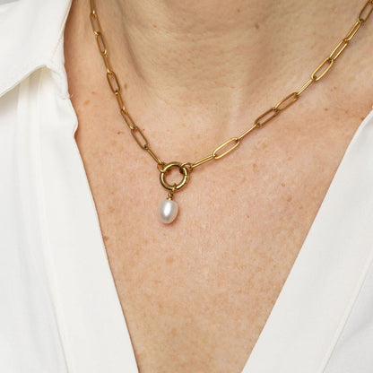 18K Gold PVD Natural Pearl Charm / PDL0397