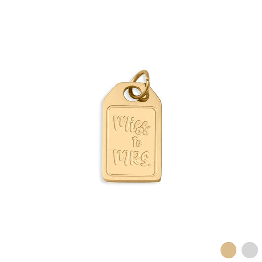 18K Gold PVD Stainless Steel Miss to Mrs tag Charm / PDL0407