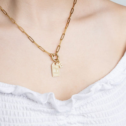 18K Gold PVD Stainless Steel Miss to Mrs tag Charm / PDL0407