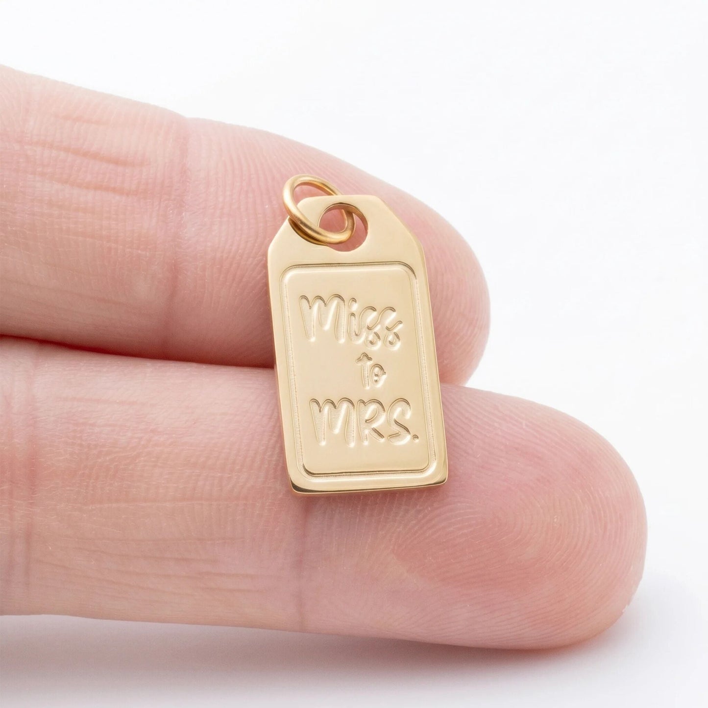 18K Gold PVD Stainless Steel Miss to Mrs tag Charm / PDL0407