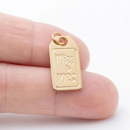 18K Gold PVD Stainless Steel Miss to Mrs tag Charm / PDL0407