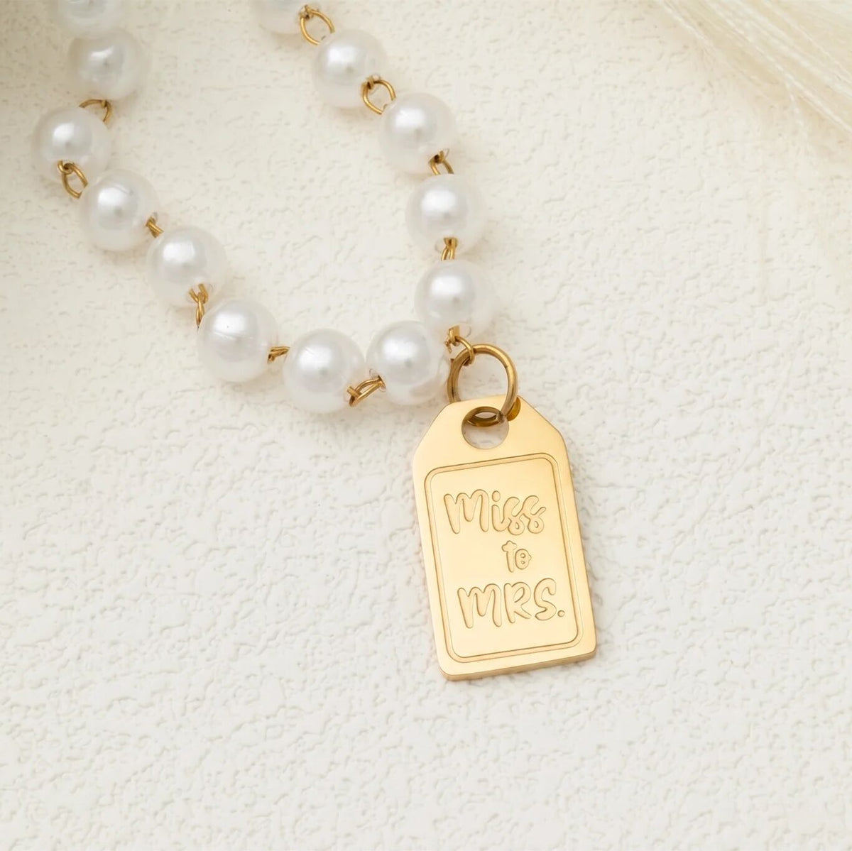 18K Gold PVD Stainless Steel Miss to Mrs tag Charm / PDL0407